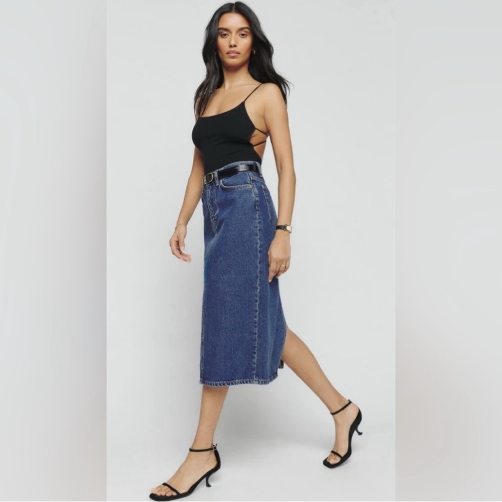 Reformation Jayde Denim Midi Skirt